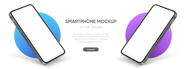 3D-realistisches hochwertiges Smartphone-Mockup mit isoliertem Hintergrund Sammlung von Smart phone-Mockups