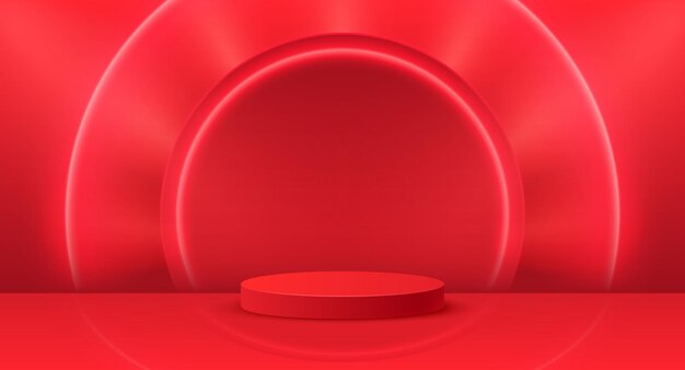 3D Red Podium Sockel Hintergrund für die Werbung für Ihre Produkte Produktpräsentation leeres Podium