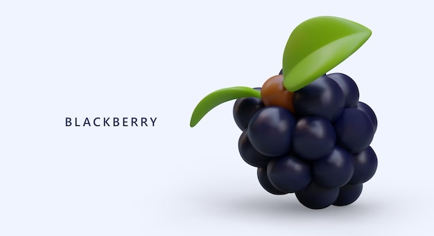 3D reife Brombeere Vitamin natürliches Antioxidans Schwarze essbare Beere des Waldes