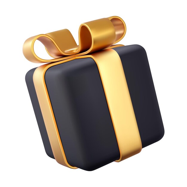 3d-render-geschenkbox mit goldenen bändern isoliert auf weißem hintergrund weihnachtsdekoration präsentiert festliche geschenküberraschung realistisches symbol für geburtstags- oder hochzeitsbanner vektorillustration