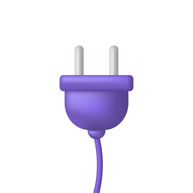 3D-Rendering des elektrischen Netzsteckers isoliert auf weißem HintergrundxDxA