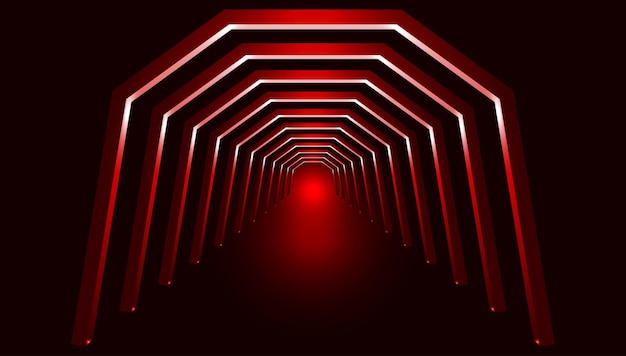 3D-Rendering futuristischer, rot strukturierter Korridor-Durchgangsraum
