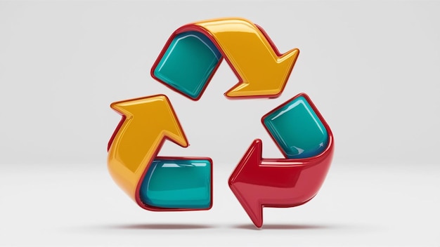 Vektor 3d-rendering-illustration eines recycling-symbols in einem skurrilen