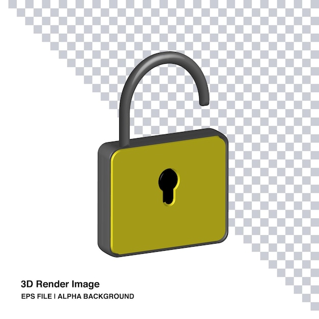 3D-Rendering-Illustration Vorhängeschloss wird entsperrt