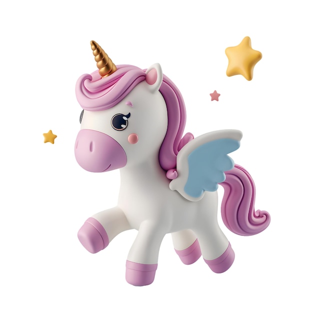 3D-Rendering von Einhorn isoliert auf weißem Hintergrund