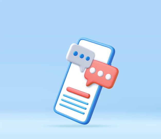 3D-Rendering von Smartphones mit schwimmendem Chat
