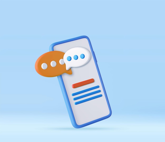3D-Rendering von Smartphones mit schwimmendem Chat