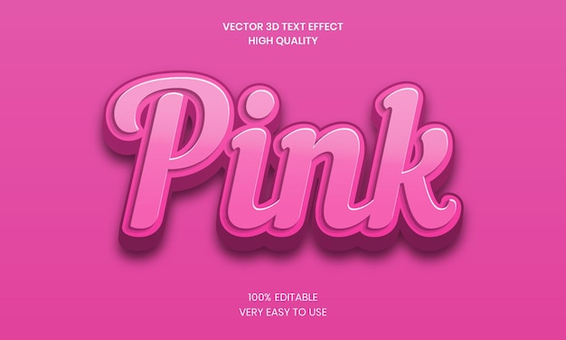 3D rosa bearbeitbarer Texteffekt Premium-Vektor