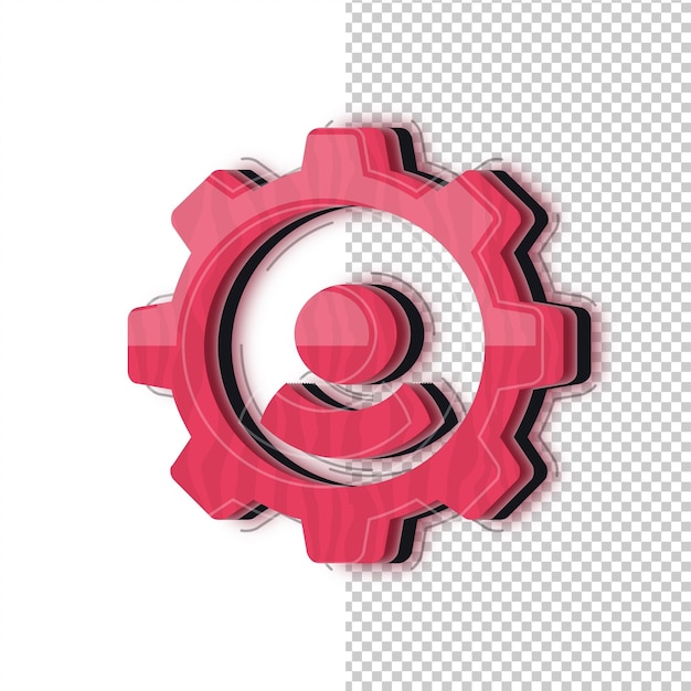 3D-Rotglas-Effekt Benutzerprozess-Symbol mit bearbeitbarem Hintergrund