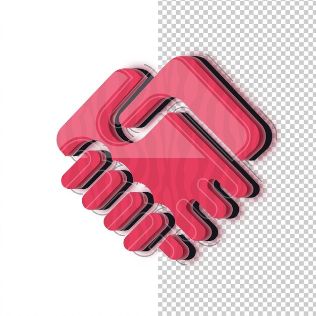 3D-Rotglas-Effekt Handschlag-Symbol mit bearbeitbarem Hintergrund