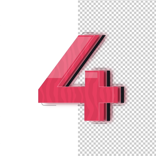 3D-Rotglas-Effekt Nummer 4 Icon mit bearbeitbarem Hintergrund
