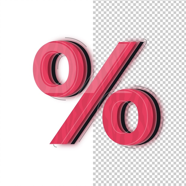 3D-Rotglas-Effekt Prozentzeichen-Symbol mit bearbeitbarem Hintergrund