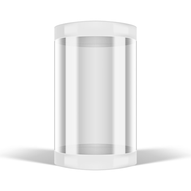 Vektor 3d-runde durchsichtige glasvitrine auf weiß
