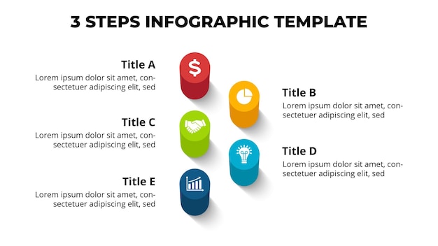 Vektor 3d-säule vektorperspektive infografik präsentationsfolienvorlage kreis zeitachsenzylinder