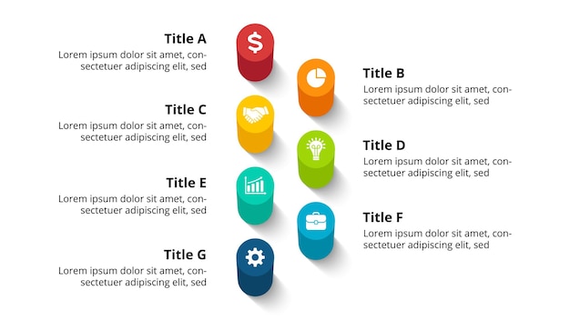 3d-säule vektorperspektive infografik präsentationsfolienvorlage kreis zeitachsenzylinder