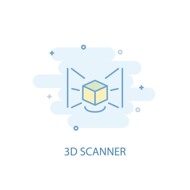 3d-scanner-linienkonzept. einfaches liniensymbol, farbige abbildung. flaches design des symbols des scanners 3d. kann für ui/ux verwendet werden