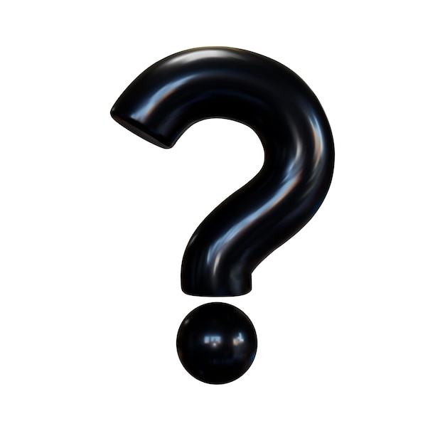 3D schwarzes Fragezeichen FAQ-Problemlösungssymbol Vektorillustration auf isoliertem Hintergrund