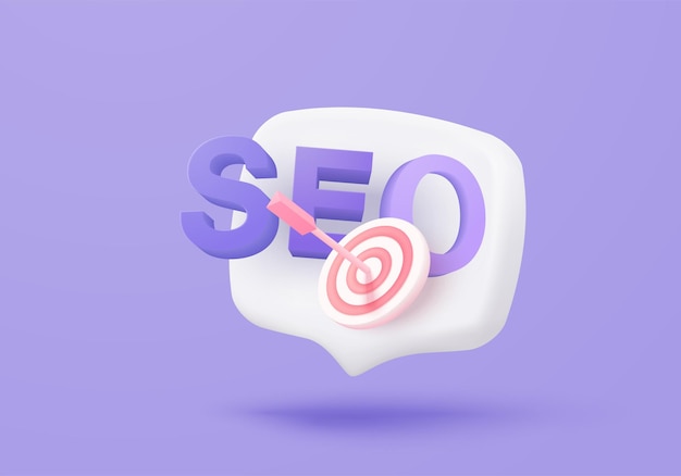3D-SEO-Optimierung-Symbol für das Marketing von sozialen Medien Schnittstelle für die Forschungsplanung Web-Analysen-Strategie 3D-Seo-Strategie Schaltflächen Ikonen Vektor-Render-Illustration