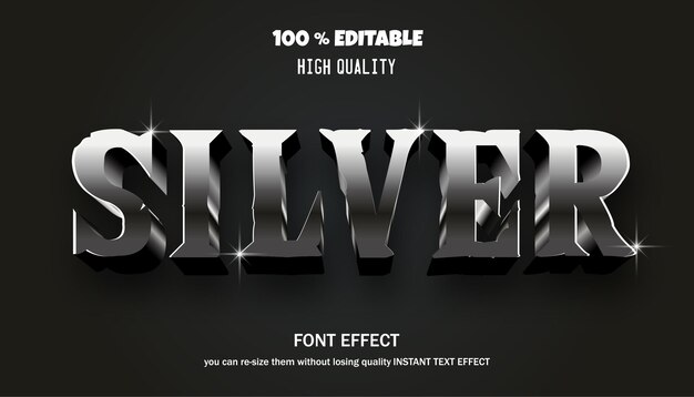 Vektor 3d silber-text-effekt bearbeitbarer texteffekt