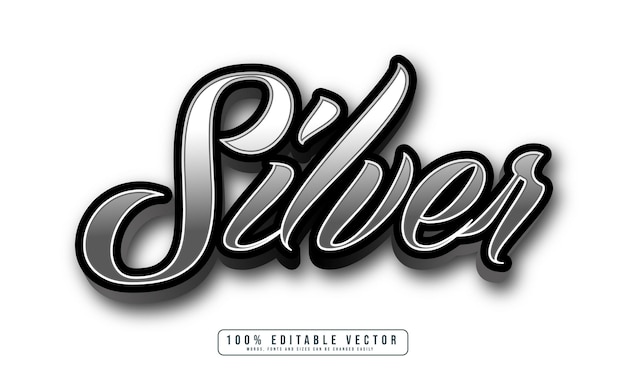 Vektor 3d-silber-text-effektvektor bearbeitbares text-effect-design