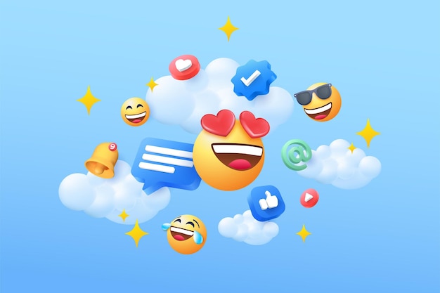 Vektor 3d-social-media-emoji-marketing-illustrationsdesign