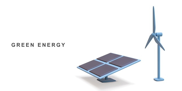 3d-solarpanel-energie und windkraftanlagen, grüne energie, saubere energie