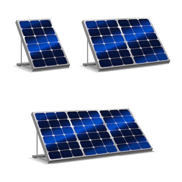 3d-Solarpanels mit Schatten-Set Alternative Energie Energie und erneuerbare moderne Technologie Konzept