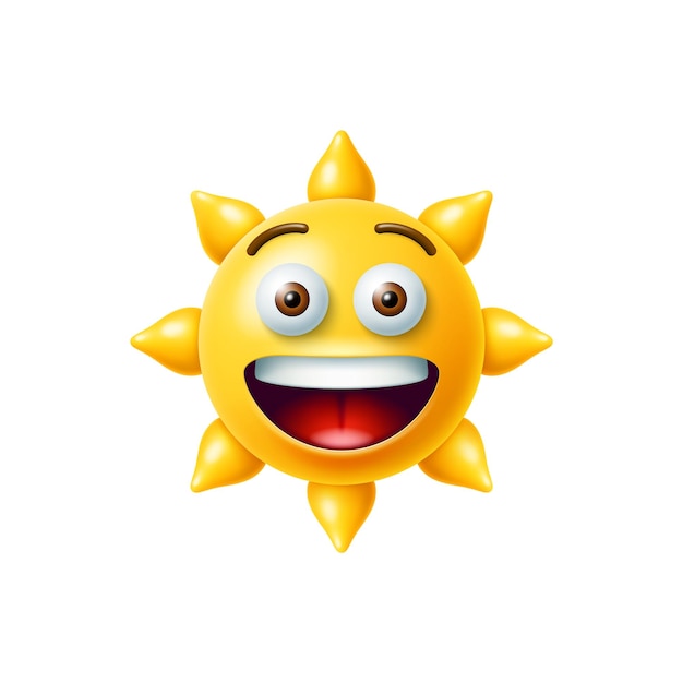 3D-Sonne-Emoji coole und niedliche gelbe sonnige Figur