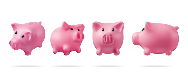 3D-Sparschwein-Set isoliert