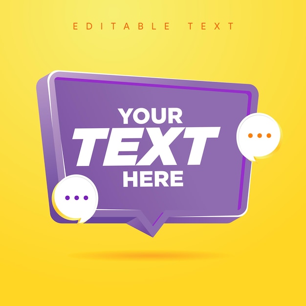 3D-Sprechblase mit editierbarem Text lila Vektor