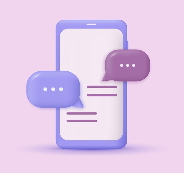 3D-Sprechblasen auf Smartphone-Hintergrund Social-Media-Chat mit Kommunikation