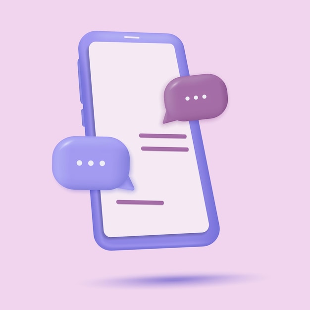 3D-Sprechblasen auf Smartphone-Hintergrund Social-Media-Chat mit Kommunikation