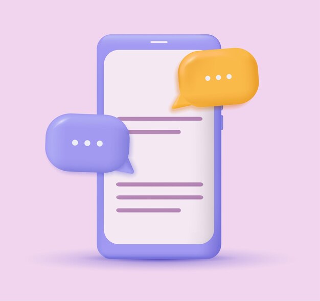 3D-Sprechblasen auf Smartphone-Hintergrund Social-Media-Chat mit Kommunikation