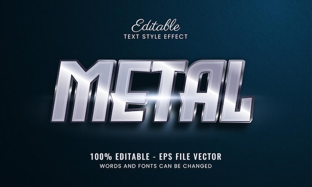 3d-stahl editierbarer texteffekt metallischer und glänzender textstil premium-vektor