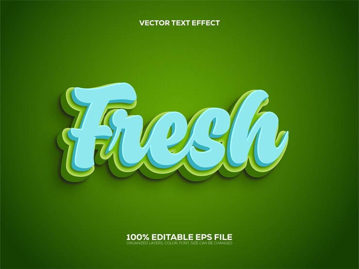 Vektor 3d-stil bearbeitbarer frischtext-effekt