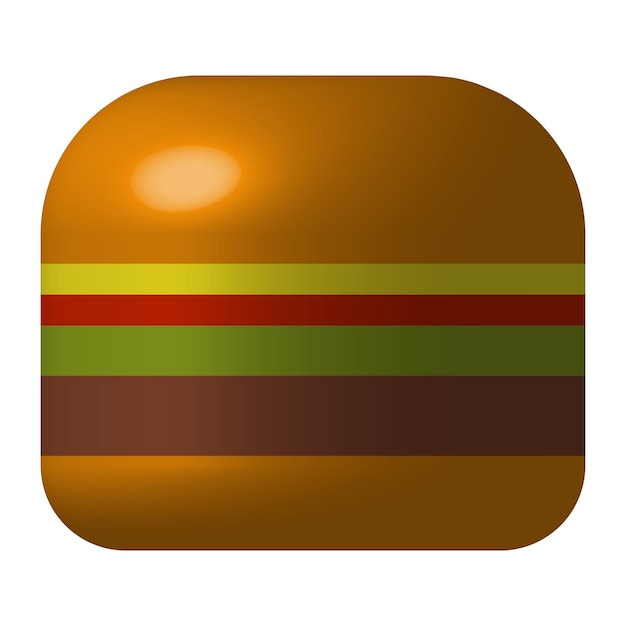 3d-stil glänzend einfache burger-symbol auf weißem hintergrund isoliert