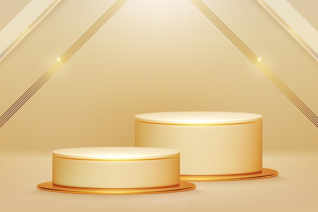 3d-stil podium gold luxus hintergrund premium-vektor-illustration für verkauf oder online-marketing