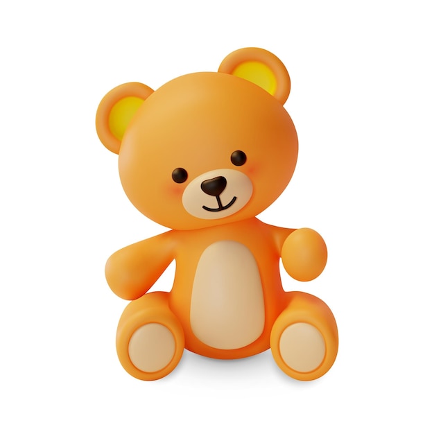 3D-Süßes Teddybär-Spielzeug im Zeichentrickfilm-Stil Vektor