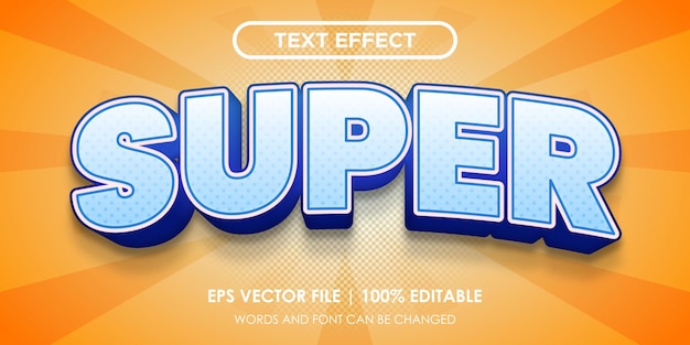 Vektor 3d-super-stil-text-effekt bearbeitbar