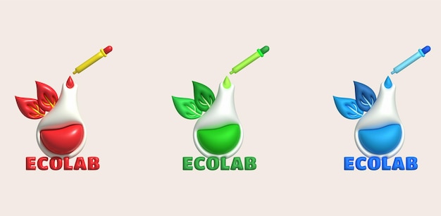 3d-symbol eco labflask für chemie laborglaswaren für die medizinische oder wissenschaftliche ausbildung