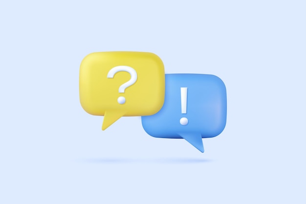 3D-Symbol Fragen- und Ausrufezeichen FAQ-Zeichen