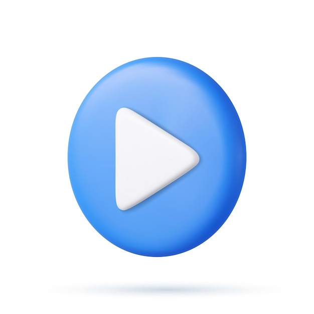 3D-Symbol für einfache Video- oder Audiowiedergabe. Wiedergabeschnittstellensymbol 3D-Rendering. Vektorillustration