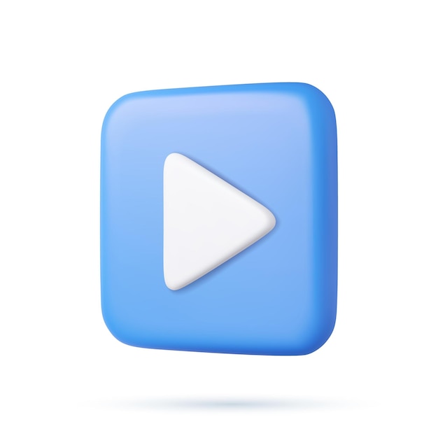 3D-Symbol für einfache Video- oder Audiowiedergabe. Wiedergabeschnittstellensymbol 3D-Rendering. Vektorillustration