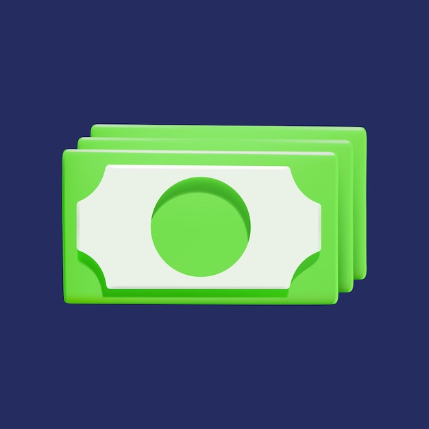 3D-Symbol mit einem Stapel grüner Banknoten auf einem dunklen Hintergrund