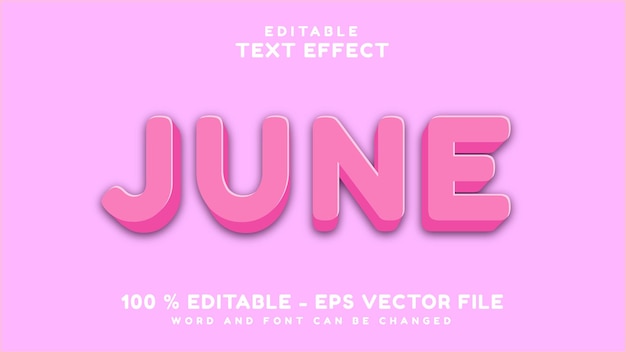 3D-Texteffekt Bearbeitbarer 3D-Texteffekt Pink June Style Isolated on Pink Backgorund