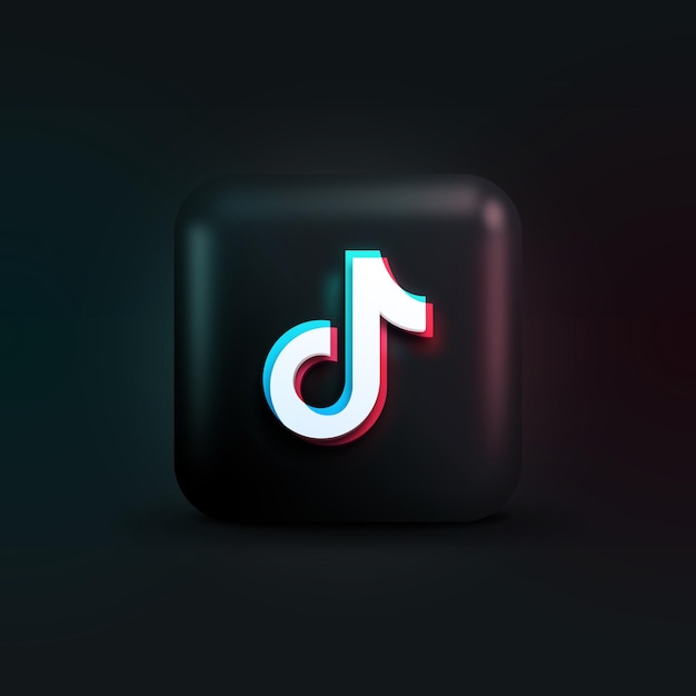 3d-tiktok-logo-social-media-symbol und schaltflächenhintergrund