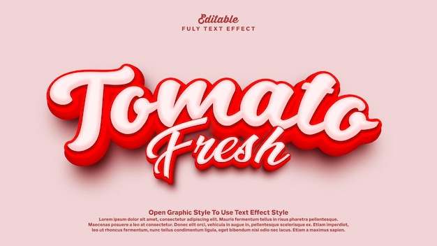 3D-Tomatenvektor-bearbeitbarer Texteffekt mit fettem und lustigem Stilthema