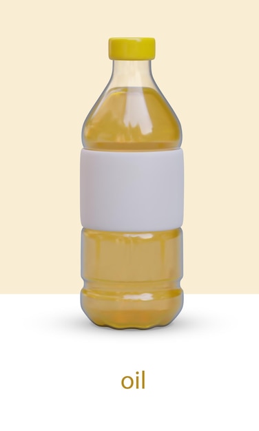 3D transparente Flasche mit Öl Einweg-Kunststoffbehälter für Flüssigkeiten