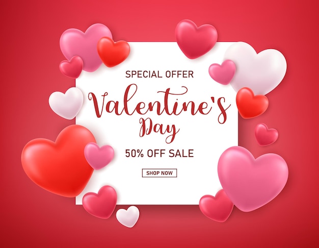 3D-Valentinstag-Banner-Vorlage