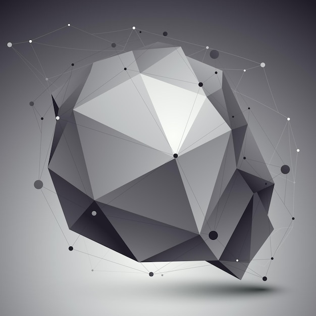 3D-Vektor-abstrakte technische Illustration, perspektivischer geometrischer ungewöhnlicher Hintergrund mit Drahtgitter.